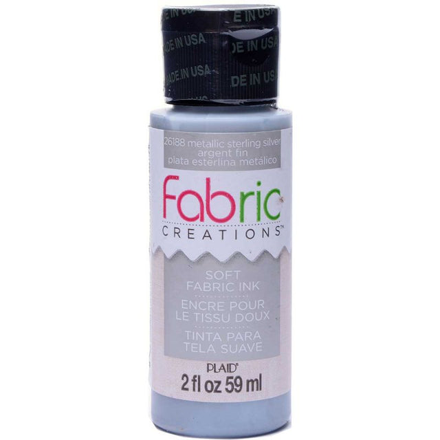 Soft Fabric Ink in Silver for DIY projects, non-toxic, machine-washable, ideal for stamping and painting on textiles.