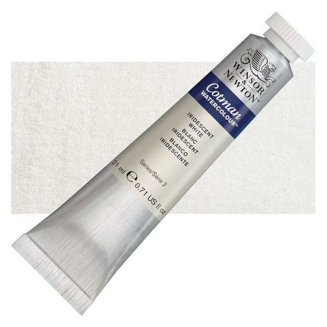 Iridescent White 21ml tube of Winsor & Newton Cotman Watercolour Paints, known for vibrant color and lightfast quality.