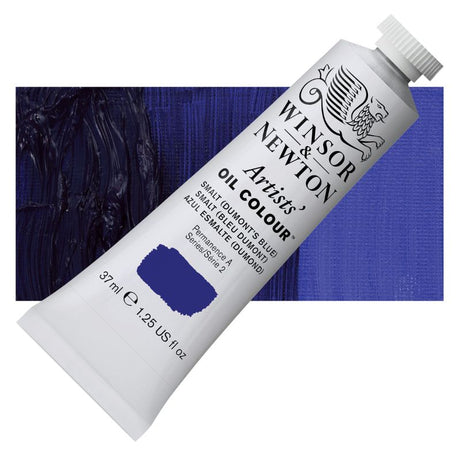 Vibrant 37ml Smalt (Dumonts Blue) oil paint by Winsor & Newton, perfect for creating rich, bold artworks or delicate glazes.