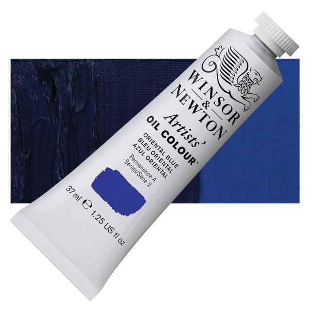 Winsor & Newton 37ml Artists Oil Colour in ORIENTAL BLUE S 2, showcasing vibrant pigment quality for versatile artistic use.