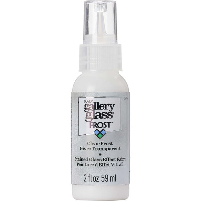 Plaid Gallery Stained Glass Paint 59ml in CLEAR FROST T for a vibrant, realistic stained glass finish on various surfaces.