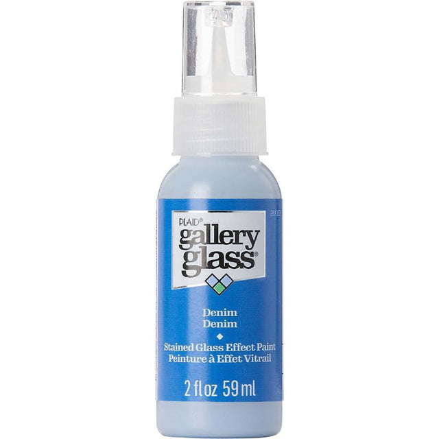 Plaid Gallery Stained Glass Paint in DENIM T 20033 for vibrant blue stained glass effects on various surfaces.