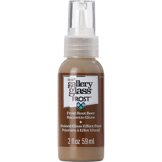 Bottle of Frost Root Beer stained glass paint for DIY projects, offering vibrant color and a smooth finish for authentic effects.