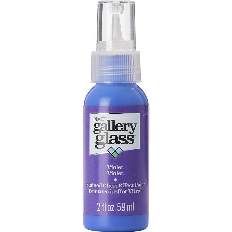 Violet Plaid Gallery Stained Glass Paint in 59ml for creating vibrant, realistic stained glass art on various surfaces.