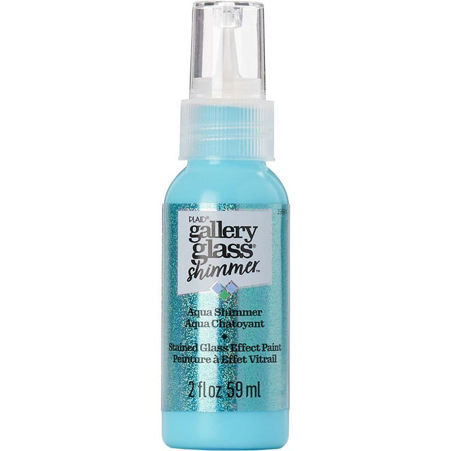 Aqua Shimmer Stained Glass Paint in 59ml, ideal for vibrant glass art, suncatchers, and creative decor projects.
