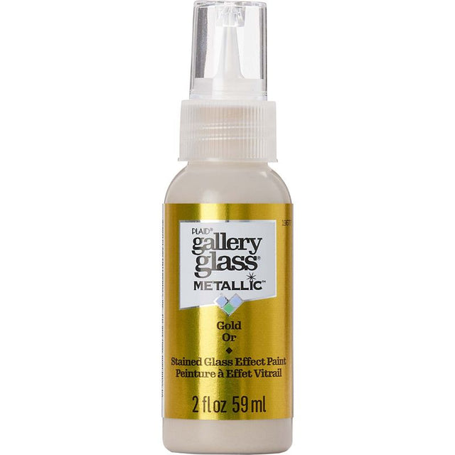 Metallic gold stained glass paint in 59ml for creating elegant, glass-like finishes on various surfaces and projects.