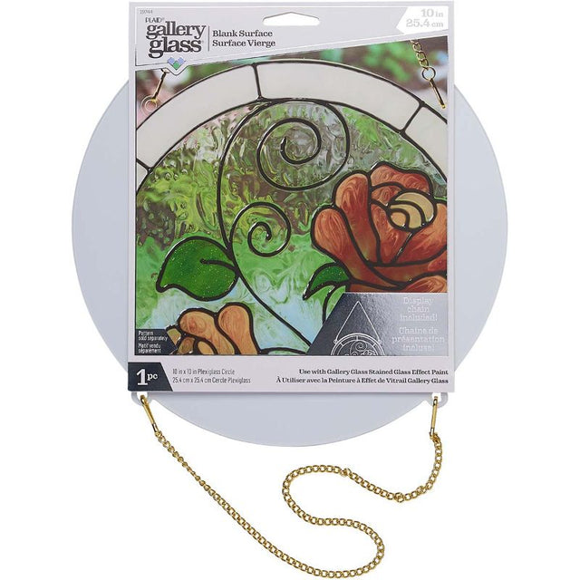 10-inch transparent circle surface for DIY stained glass projects, featuring a gold chain for easy hanging.