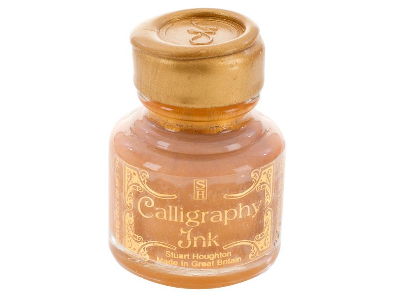 Elegant 30ml gold calligraphy ink in a wax seal top bottle, perfect for dip and fountain pens, ideal for luxurious lettering.