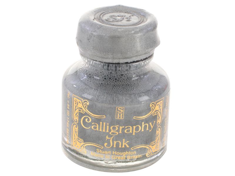 Silver Manuscript dip pen calligraphy ink 30ml in a stylish bottle, ideal for elegant handwriting and artistic designs.