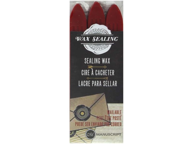 Manuscript Sealing Wax With Wick Pack Of 3 RED MSH7633RW
