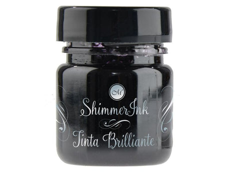 Bottle of Manuscript Shimmer Ink in BLACK ICE, 25ml, featuring rich black color and shimmering finish for artistic enhancements.