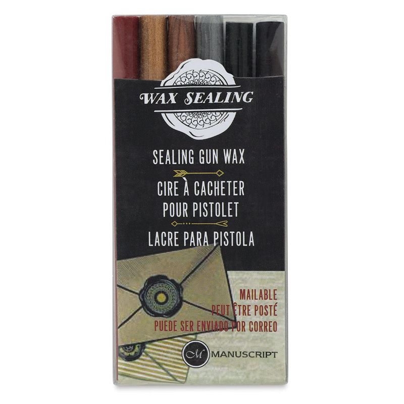 Assorted Manuscript wax sticks in metallic and matte finishes, ideal for elegant sealing on crafts and invitations.