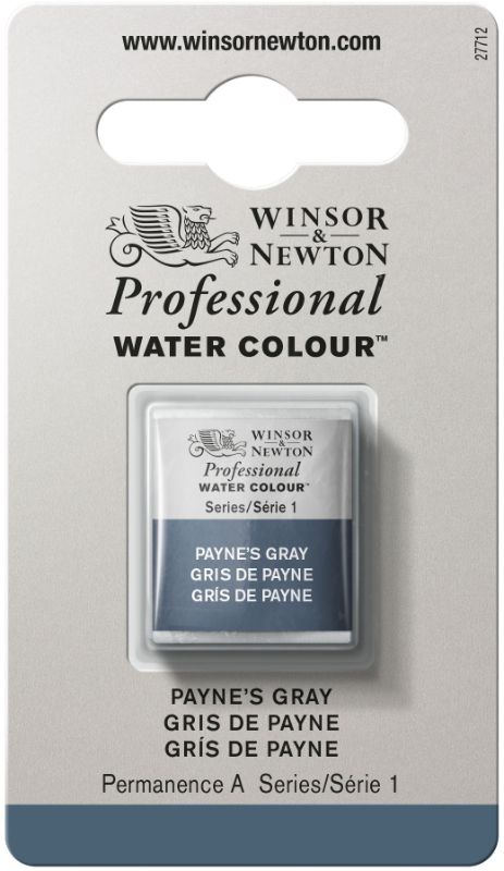 Winsor & Newton Professional Watercolour Half Pan in Paynes Grey 465 S1, showcasing deep, vibrant color for artists.