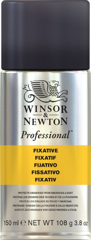 Colorless aerosol fixative for protecting charcoal, pencil, pastel, and chalk drawings; reduces smudging and dusting.