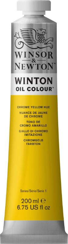 Bright Chrome Yellow Hue 149 oil paint in 200ml, ideal for vibrant artwork with high pigment load and smooth application.