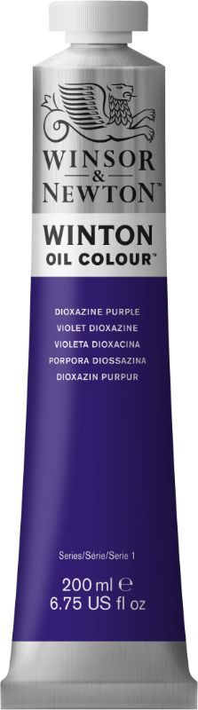 200ml tube of Winsor & Newton Winton Oil Paint in Dioxazine Purple 229, offering rich pigmentation and superior color strength.