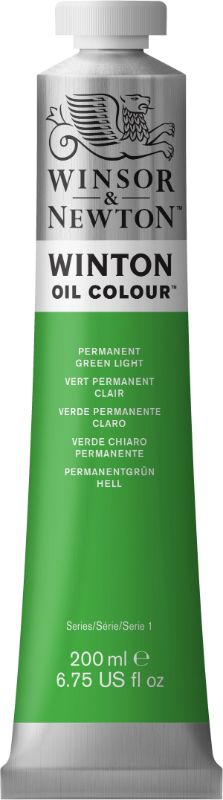 Vibrant Permanent Green Light 483 oil paint in a 200ml tube, ideal for artists seeking high pigment load and permanence.