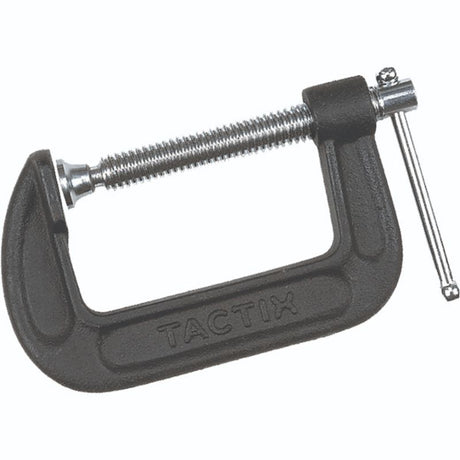 Sturdy Tactix C Clamp 3in/75mm for secure holding in woodworking and metalworking with ergonomic handle for comfort.