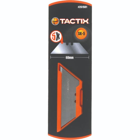 Tactix 5pc utility knife blade set, featuring precision, durability, and compatibility with standard utility knives.