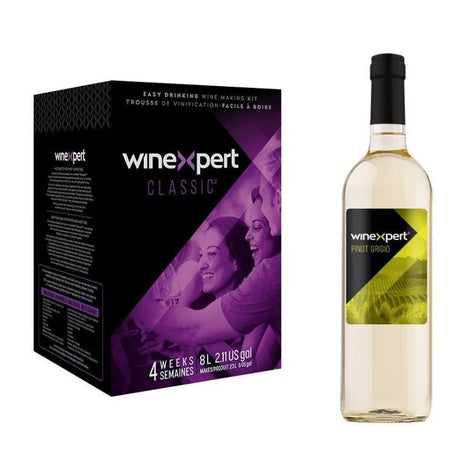 "Wine Making Kit for crafting Classic Italian Pinot Grigio with green apple, lemon, and lime notes, perfect for all occasions."