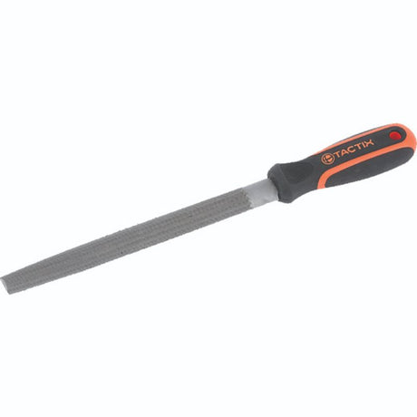 Half-round steel file 200mm for precision shaping in DIY, featuring an ergonomic grip and lightweight design for comfort.