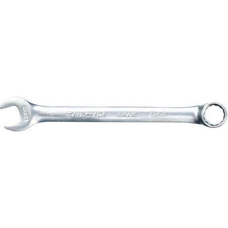 Tactix 12mm combination spanner, featuring chrome-vanadium steel, ergonomic grip, and versatile open/box-end design.