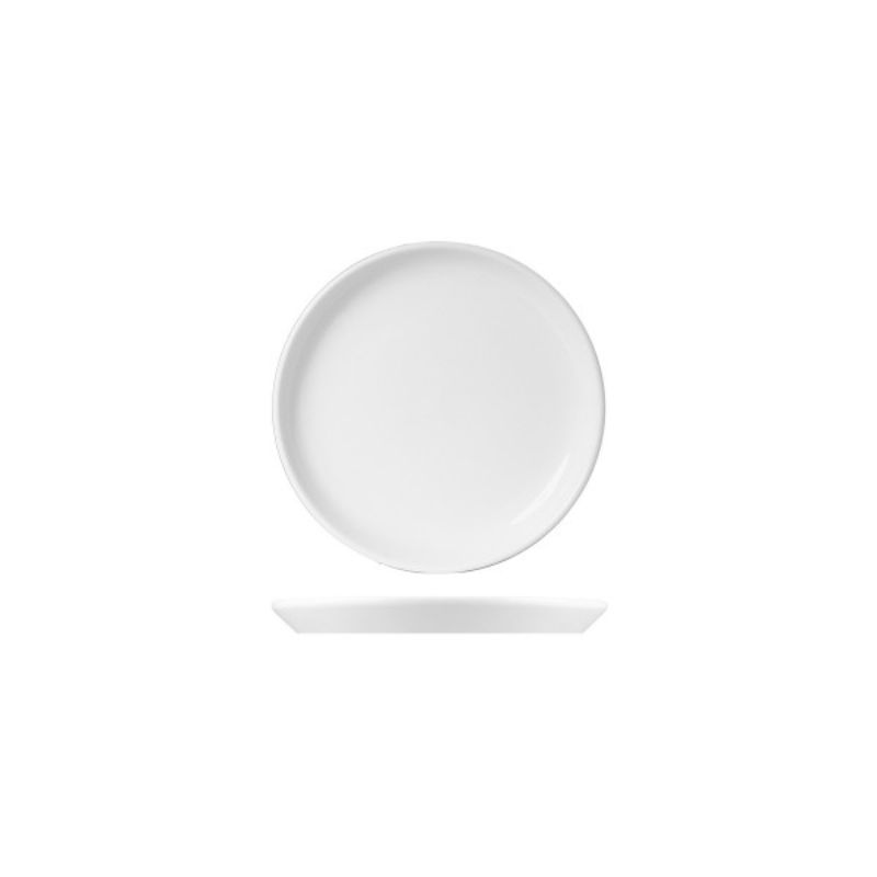 Set of 6 Royal Porcelain 24cm white coupe plates, durable vitrified porcelain, stylish for any dining occasion.