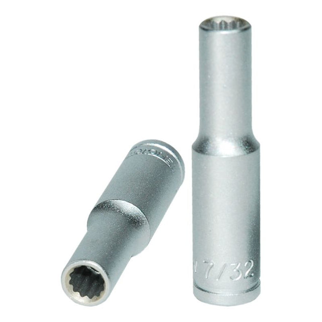 Teng 1/4in deep socket 7/32in 12pt, durable chrome vanadium steel for high performance in tight spaces and automotive repairs.