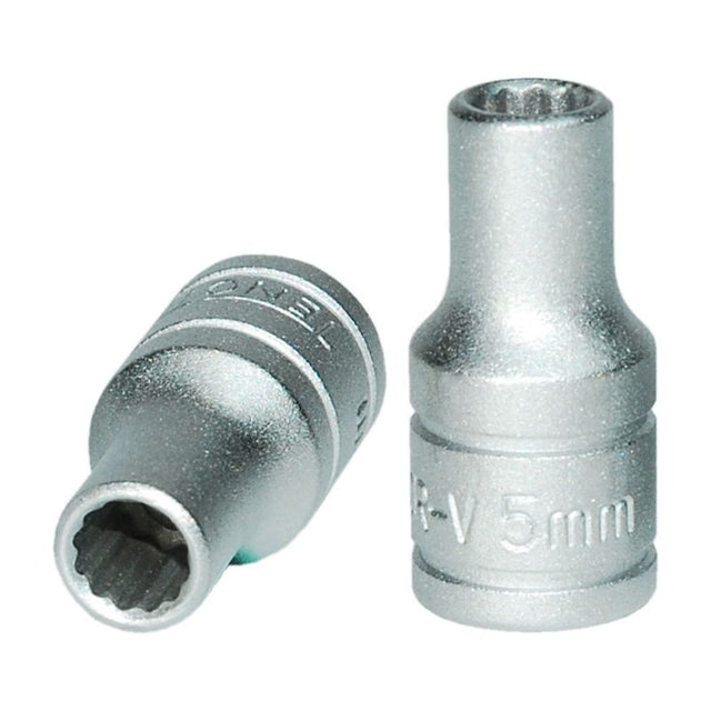 High-quality Teng 1/4in Dr. 5mm socket crafted from chrome vanadium steel, ideal for automotive repairs and tight spaces.