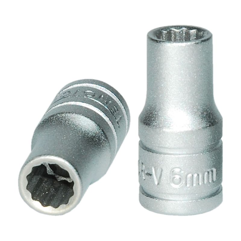 Premium Teng 1/4in drive 6mm 12pt socket, crafted from chrome vanadium steel for durability and precision fitting.