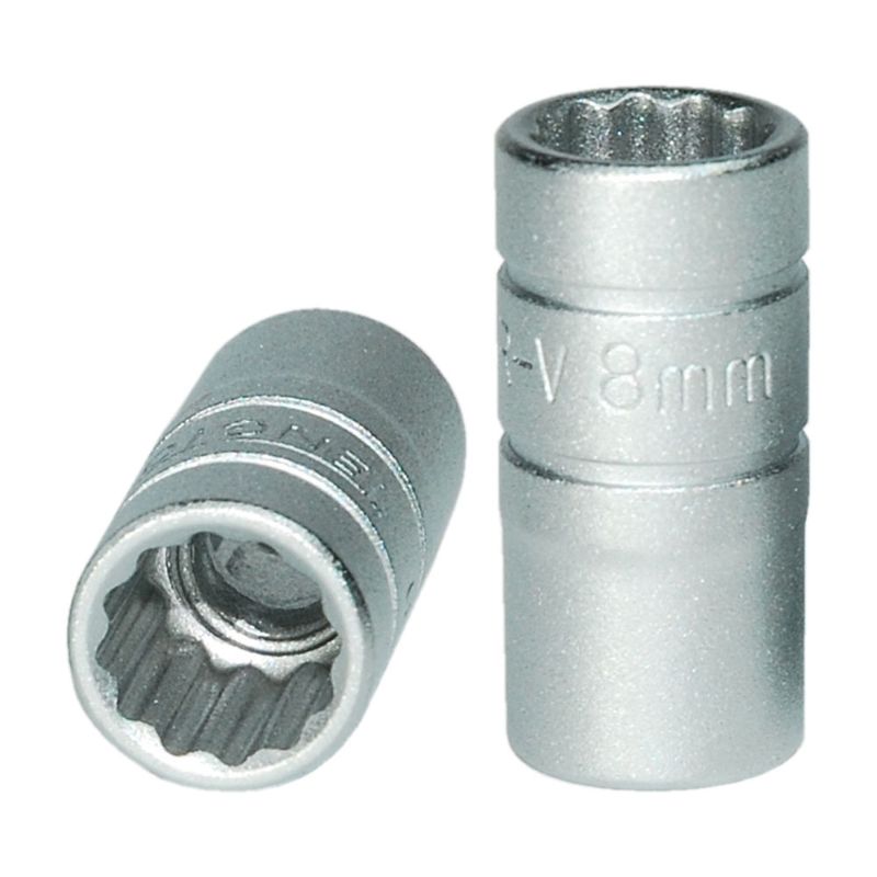 Teng 1/4in drive 8mm socket, 12-point design for precision and grip, ideal for automotive and DIY projects.