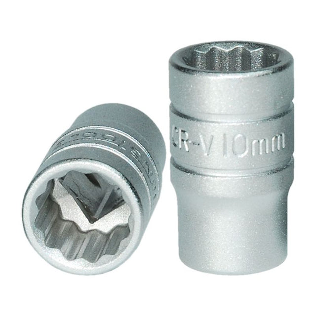 Teng 10mm 1/4in Dr. socket with 12-point design for precise grip, made from premium steel, perfect for mechanics and DIY tasks.