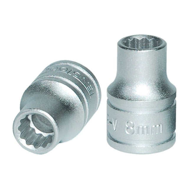 Teng 3/8in Dr. Socket 8mm 12pt, durable with a 12-point design for strong grip on fasteners in various trades.