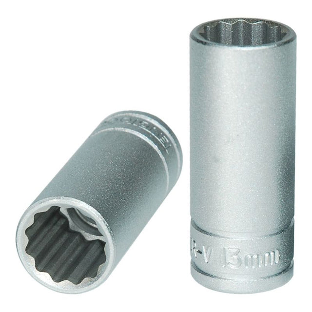 Teng 3/8in Drive Deep Socket 13mm 12pt, durable and precise tool for accessing nuts and bolts in tight spaces.