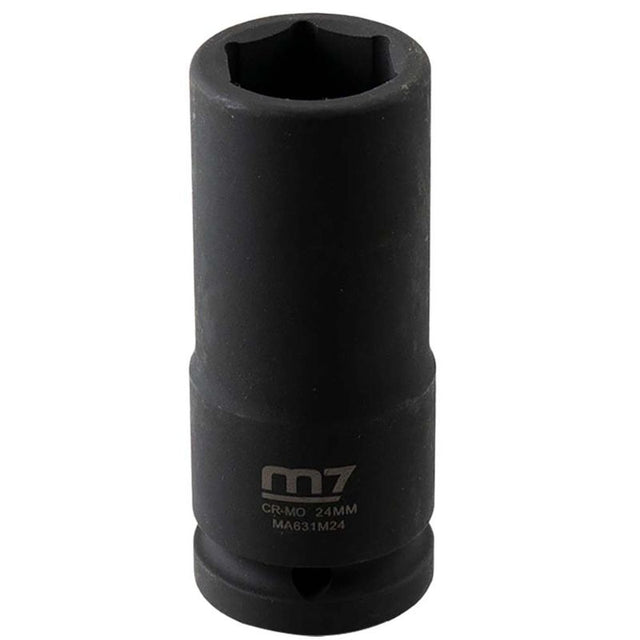 M7 Deep Impact Socket 3/4in Dr. 24mm for heavy-duty use, crafted from durable chrome molybdenum steel, ideal for automotive tasks.