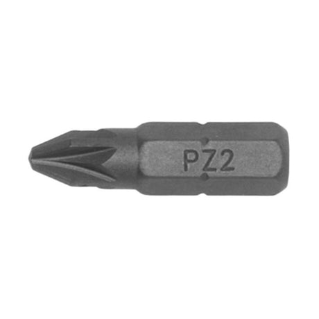 10-piece 1/4in Hex PZ#2 bit set, 25mm long, ideal for precise fastening in tight spaces with durable, reliable construction.