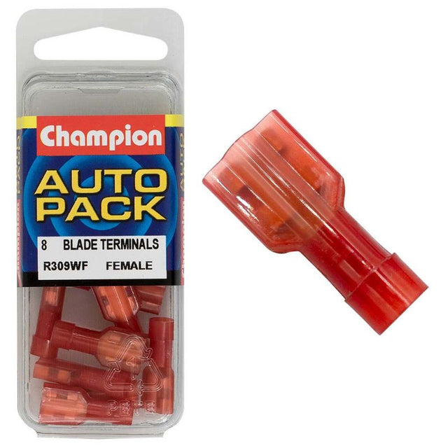 Champion Red Fully Insulated Blade Terminal M/F for secure, reliable connections in automotive, marine, and industrial applications.