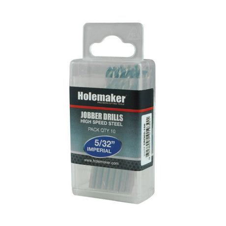 Precision 5/64in jobber drill bits in a 10-pack, made of durable HSS for optimal performance on various materials.