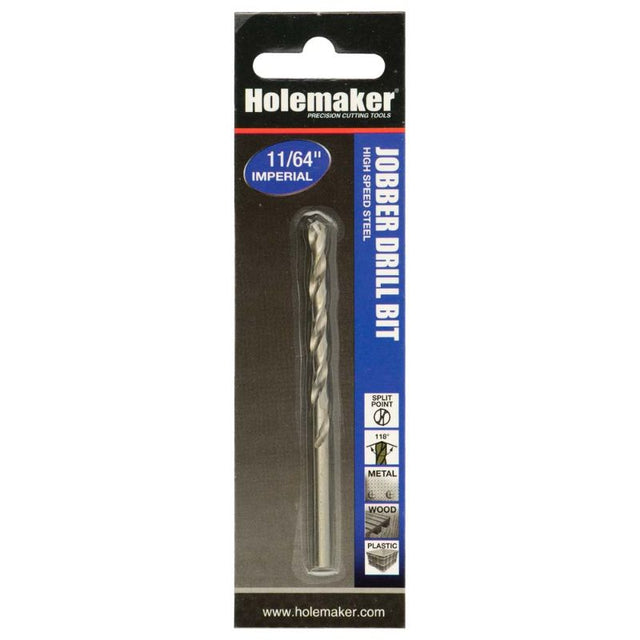 11/64in Holemaker Jobber Drill, designed for precision drilling in wood, metal, and plastic, ideal for professionals and DIYers.