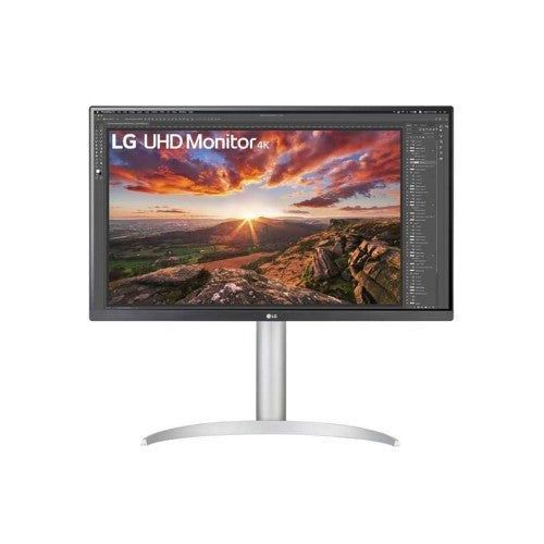 27-inch LG UHD 4K IPS monitor with edge LED backlight, 5 ms response time, ideal for gaming, movies, and detailed work.