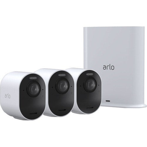 Ultra 2 Spotlight Camera by Arlo, featuring 4K UHD, HDR, night vision, and two-way audio for enhanced home security.