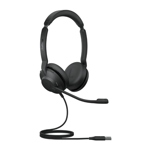 Jabra Evolve2 30 SE USB-A UC Stereo Headset with durable steel, busylight, and noise-isolating design for clear calls.