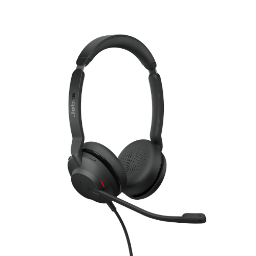 Jabra Evolve2 30 SE headset with reinforced steel design, noise-isolating memory foam, and advanced dual microphones for clear audio.