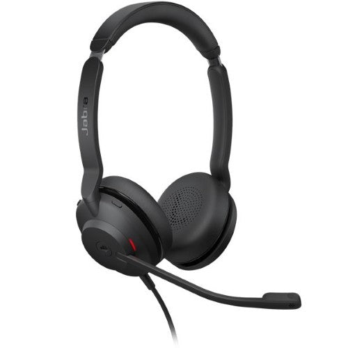 Sleek Jabra Evolve2 30 SE headset with over-ear design, stereo sound, and Microsoft Teams notifications for optimal comfort.