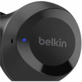 Black Belkin SOUNDFORM BOLT TRUE Wireless Earbuds with Bluetooth 5.2, IPX4 rating, and 28-hour battery life for active lifestyles.