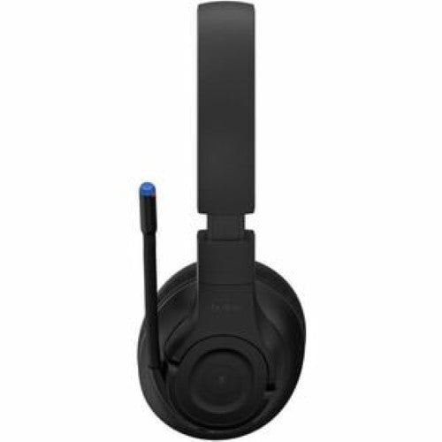 Belkin SOUNDFORM Inspire over-ear headset in black, featuring wireless Bluetooth, adjustable microphone, and foldable design for comfort.