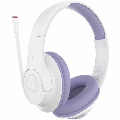 Lavender over-ear Bluetooth headset offering sound isolation, wired/wireless functionality, and clear boom microphone for versatile use.