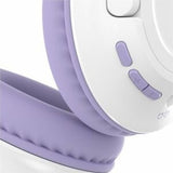 Lavender over-ear headset by Belkin, featuring wireless Bluetooth, comfortable design, and a boom microphone for clear calls.