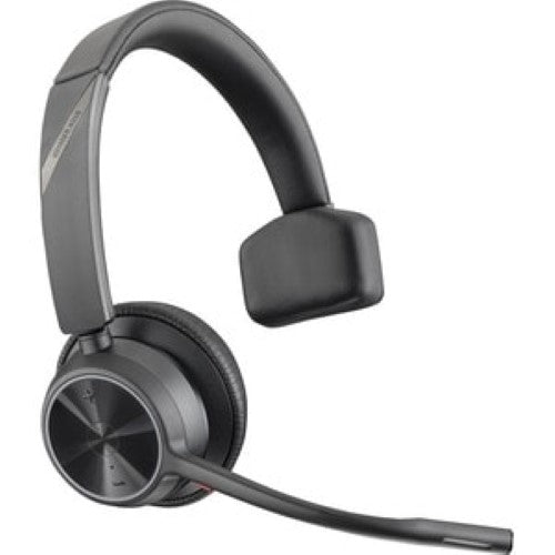 HP Poly Voyager 4310 UC V4310 C USB-C Mono headset with noise-canceling mic, Bluetooth, and comfortable ear cushions.