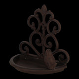 Decorative cast iron wall bird feeder (18 x 10 x 19cm) designed for easy bird access and stylish garden enhancement.